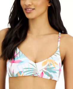 ROXY Bikini Swim Top Athletic Triangle White Print Juniors Size XL $46 - NWT