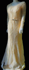 Vtg Antique 1920s ART DECO Gown Dress Ivory Silk Lace Flapper Slim Mermaid B34