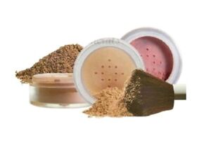 4pc KIT w/KABUKI BRUSH Mineral Makeup Bare Set Full Coverage Foundation Powder