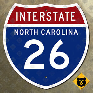 North Carolina Interstate 26 highway route sign shield 1957 Asheville 12x12