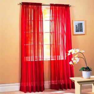 Elegant Solid Sheer Panel Window Curtain - All sizes - All colors - 2 Panels