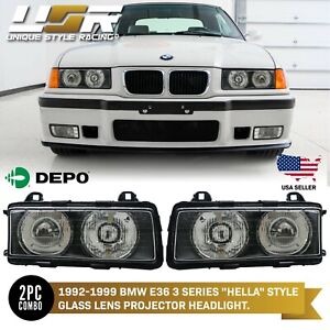 Euro GLASS Hella Style Ellipsoid Projector Headlight by DEPO for E36 3 Series (For: BMW)