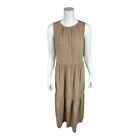Laurie Felt Womens Pullover Sleeveless Tiered Maxi Dress Solid Sand X-Large Size
