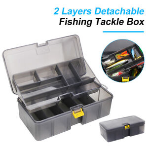 2-Tier Fishing Tackle Box Detachable Dividers Box for Lure Bait Hook Accessories