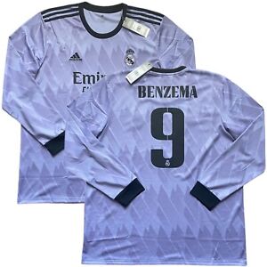 2022/23 Real Madrid Away Jersey #9 BENZEMA 2XL Adidas UCL Long Sleeve NEW