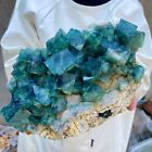 11.3lb Large Natural Green Cube Fluorite Mineral quartz Crystal cluster Specimen