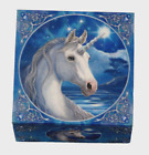 Unicorn Trinket Box Blue & White Fantasy Art Pretty