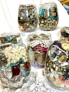 JEWELRY JAR ~ Open Your Own Jewelry Jar! Vtg to Now Jewelry Lot ~ WEAR & CRAFT