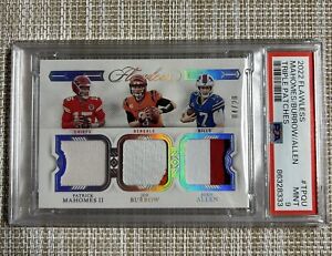 New Listing2022 FLAWLESS MAHOMES BURROW ALLEN TRIPLE PATCHES /20 PSA 9