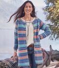Sundance Women's Long Shoreline Cardigan Cotton Merino Wool blend Large Boho