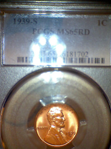 1939S Lincoln cent pcgs MS65 RD