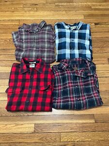 Mens Flannel Button Down Shirt Mens Size 2XL *LOT OF 4* Casual Workwear Outdoors