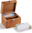 Tidita Acacia Wood Recipe Box with Cards - Blank Recipe Box Wooden Set Come with