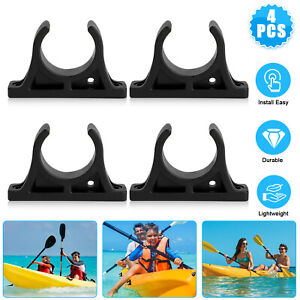 4Pcs Black Plastic Canoe Kayak Paddle Holder Mount Clips Watercraft Accessories