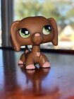 Littlest Pet Shop LPS Rare Dachshund With Green Heart Sparkle Eyes Pink Dots 556