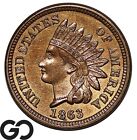 1863 Indian Head Cent Penny, Choice BU++ Better Date