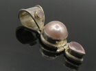 925 Sterling Silver - Vintage Pink Pearl & Rose Quartz Design Pendant - PT6616
