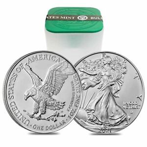 New Listing2021 1 Oz Silver American Eagle (Brilliant Uncirculated) 20 coins in sealed tub