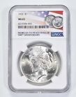 1922 MS63 MS 63 Peace Silver Dollar NGC Flag 2021 100th Ann Label