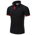 Mens Short Sleeve Polo Shirt Slim Fit Work Casual Tops Blouse Pullover T-Shirt
