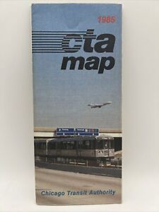 1985 CHICAGO TRANSIT AUTHORITY CTA ROUTE MAP Train L Subway Bus OHARE TERMINAL