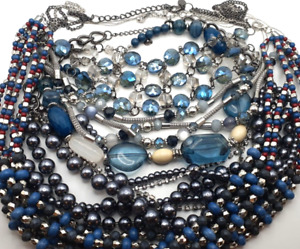 Blue Over You Costume Jewelry Necklace Lot of 5 Various Styles Lengths All EUC