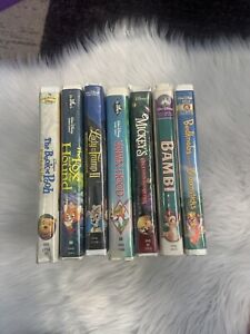 Walt Disney Masterpiece VHS Lot 7 Tapes Bambi Robin Hood Pooh Mickey Fox Hound