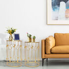 Gold Modern Nesting Side Table Metal Frame End Coffee Table Living Room Set of 2