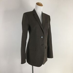 THEORY Womens sz 4 Brown TAYLAN Tailor Wool Blend Faux Flap Pocket Blazer Jacket