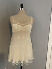 Vintage 90s Betsey Johnson Baby Doll Slip Dress Lace Ribbon Bow Sweet Coquette M