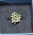 vintage 14 k gold emerald with diamonds ring