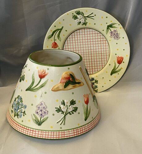 Yankee Candle Large Jar Candle Ceramic Topper Shade & Plate Spring Gardening