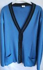 Ladies Lucia Vintage Cardigan  Wool Blend V Necked Long Sleeves  Blue  Size Xl