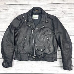 Vintage Gino Leathers Men’s Motorcycle Jacket Black Size 44