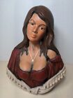Holland Mold Vintage 70s Gypsy Pirate Woman Bust Ceramic Statue 10”