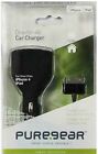 New OEM PureGear Car Charger 10W for Apple iPhone 4s/4/3G + 30-Pin to USB Cable!