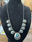 Navaho Sterling And Turquoise Vintage Bear Claw Necklace
