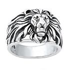 Lion Head Ring for Men 925 Sterling Silver 16.5mm Size 7-13