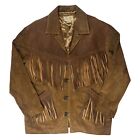 90s Vintage Scully Tan Leather Suede Jacket Fringe Western cowboy Mens XL