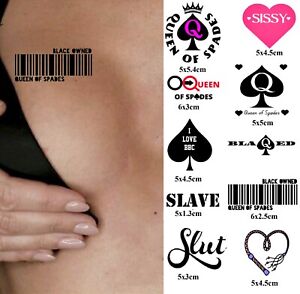 QOS Sissy Slut S lave Temporary Tattoo Set 10 Stickers Sexy Women Adult Naughty