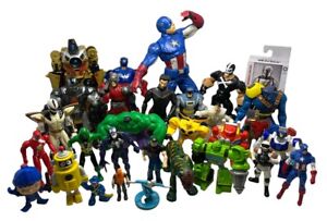 Action Figure Lot of 30 Marvel, DC, Transformers, Power Rangers and Misc