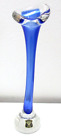 Vintage Golden Crown E & R Sweden Bud Vase Blue Clear Glass Controlled Bubbles