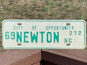 Newton North Carolina License Plate 1969 #272 NC City Plate City of Opportunity