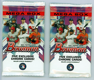 2 * 2021 BOWMAN CHROME MEGA BOX MOJO REFRACTOR HOLO RC STARS PACKS NEW SEALED *