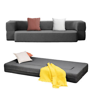 Futon Sofa Bed,Folding Sleeper Sofa Bed,Cotton Linen Fabrics Floor Foam Mattress