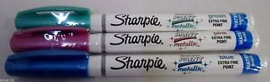 3 Sharpie Extra Fine Point METALLIC Paint Markers, Blue, Pink & Green, Sealed