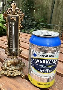 Antique Art Nouveau Brass Dog Beagle Thermometer