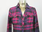 Maurices Plaid Western Top Womens Size L Chest 37 V-Neck Metallic Accent 24696