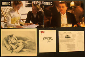 Titanic 1997 Movie Memorabilia Collection Posters, Rose Drawing, Letter, Ticket