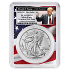 2023 (W) $1 American Silver Eagle PCGS MS70 FS Trump 45th President Label Fla...
